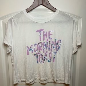 NEVER WORN Morning Toast Large White Cropped Tee